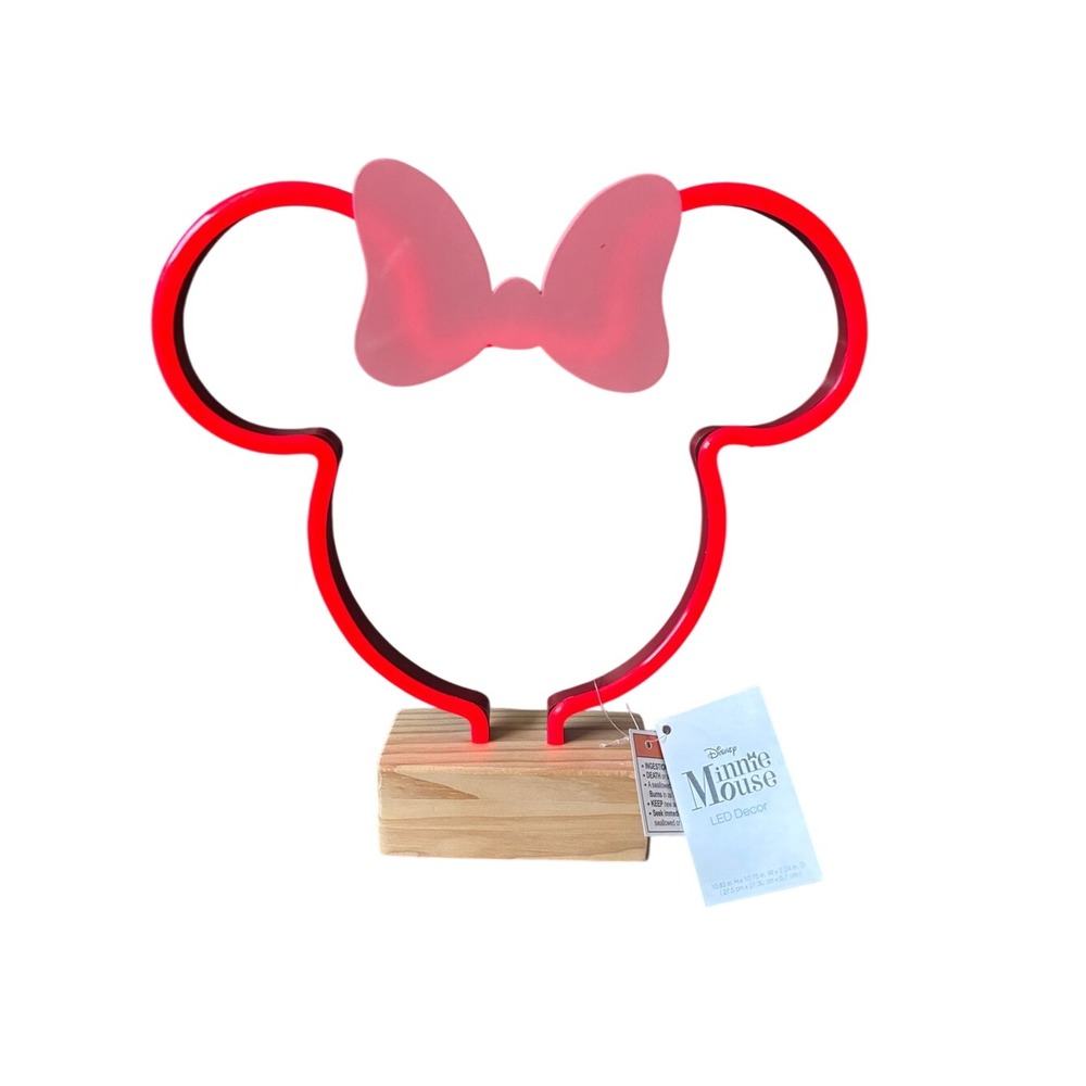 Disney Minnie Mouse Red LED Light Accent Decor Red w/Pink Bow 10" Kids GIFT NEW